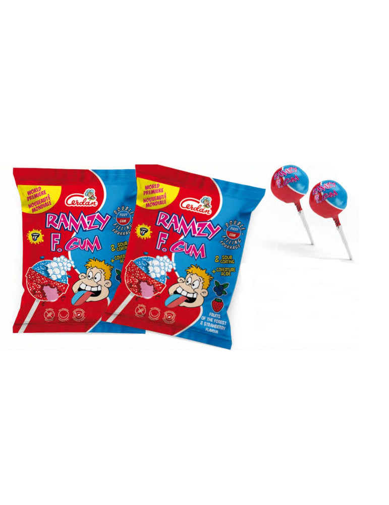 CHUPA RAMZY FIZZY GUM ACIDO 5 UDS X 20,5 GR CERDAN