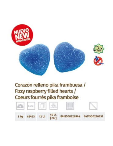 CORAZON RELLENO FRAMBUESA  BL.1 KG DAMEL