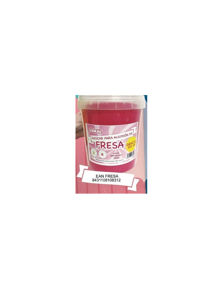 AZUCAR PARA ALGODON FRESA 1KG + GRATIS 200 GR SIDRAL