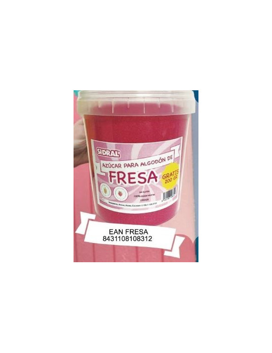 AZUCAR PARA ALGODON FRESA 1KG + GRATIS 200 GR SIDRAL