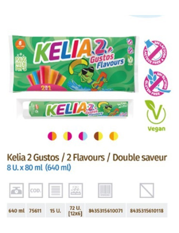 POLOS KELIA 2 GUSTOS 8 U. X 80 ML. (640ML) DAMEL