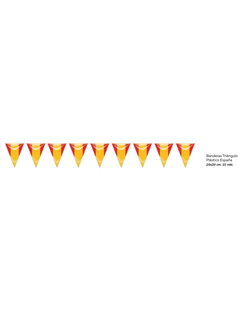 BANDERA TRIANG. PLASTICO ESPAÑA 20X30 CM , 25 MTS INVERCAS