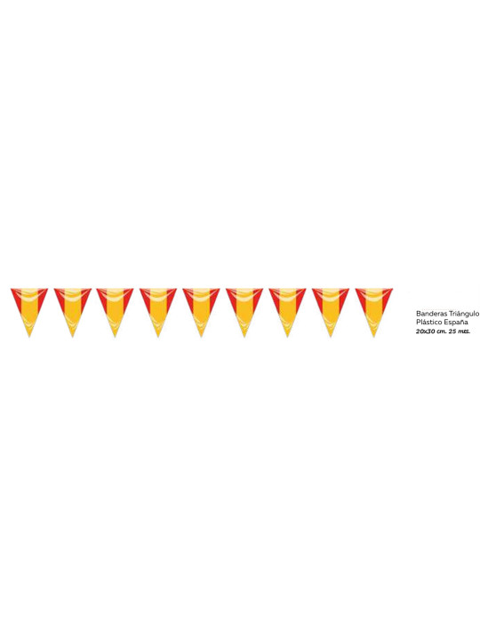 BANDERA TRIANG. PLASTICO ESPAÑA 20X30 CM , 25 MTS INVERCAS