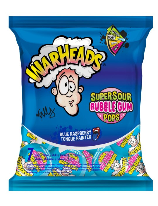 WARHEADS PINTALENGUAS POPS 7 UNIDS, 105G FIESTA