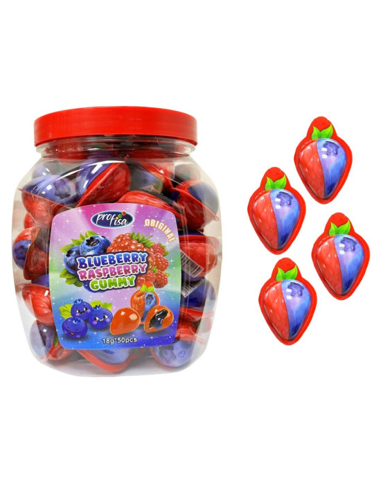 BLUEBERRY RASPBERRY FILLED GUMMY 18 GR X 50 U. KRC