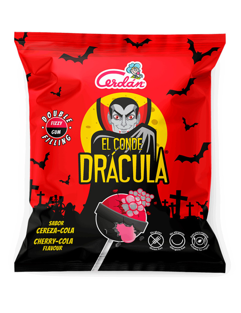 CHUPA DRACULA DOBLE RELLENO CEREZA-COLA 5 CHUPAS CERDAN