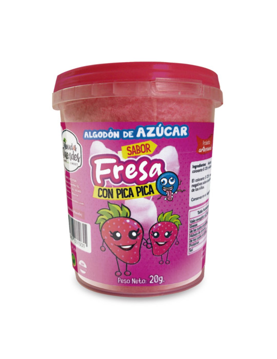 ALGODON DE AZUCAR FRESA CON PICA 20 GR 1 UNIDAD. MD